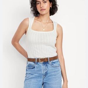 Banana Republic White Ribbed Tank Top